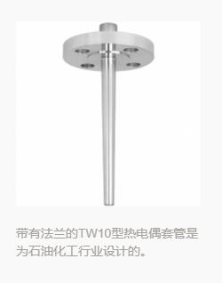 帶有法蘭的TW10型熱電偶套管是為石油化工行業(yè)設計的。